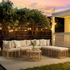 7 Pieces Outdoor Patio Furniture, All-Weather Rattan Sectional Sofa Set with table