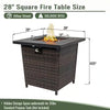 28 In. W X 25 In. H Rattan Square Propane Fire Pit Table in Black Brown