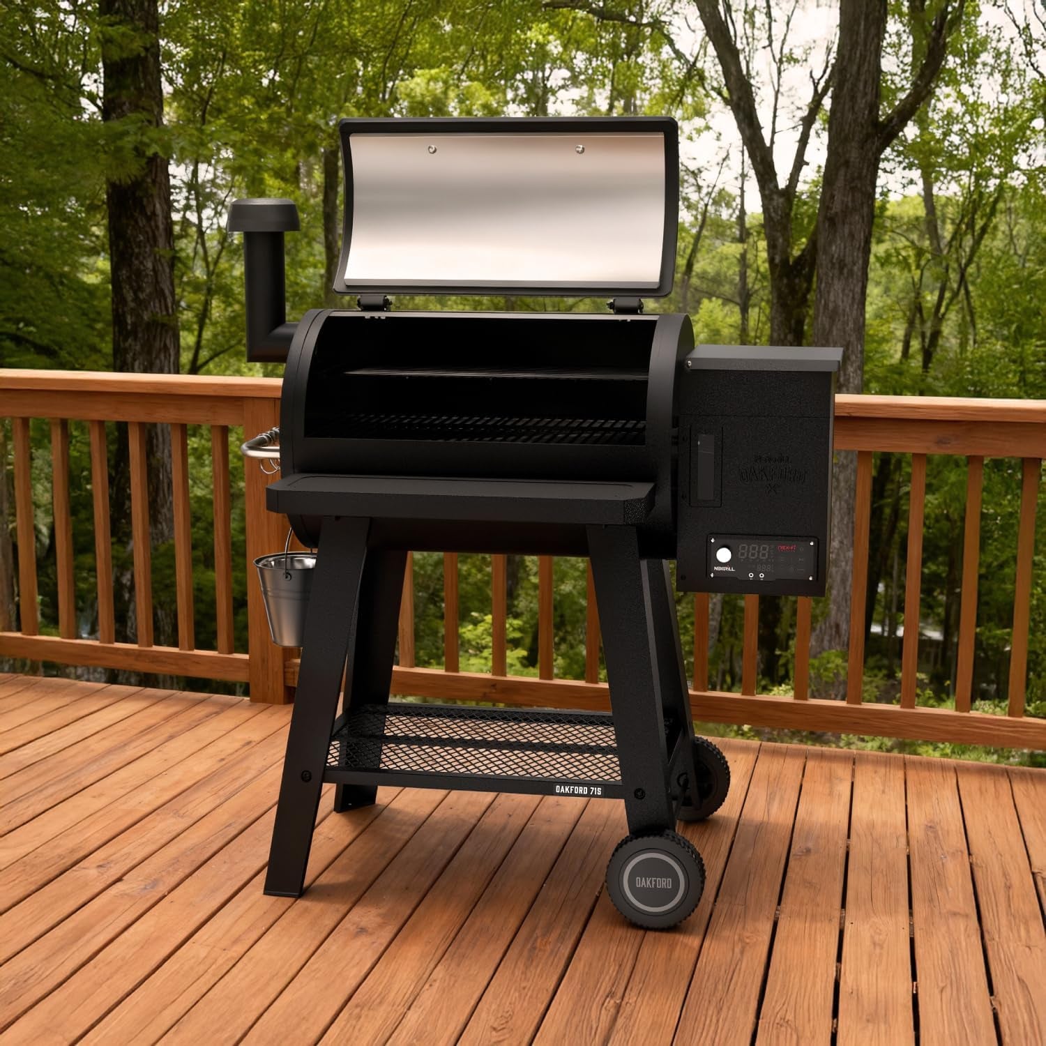 Oakford 715 Wood Pellet Grill with 715 SQ in Cooking Area, Steel Wire Grates, I-Site View Indicator, Heavy Duty Pellet Smoker Grill with Bluetooth Connectivity - 910-0508