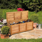 46 Gallon Acacia Wood Storage Bench Box for Patio, Garden, Balcony or Deck