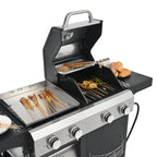2+2 multifunctional gas barbecue grill and covered grill combination for outdoor cooking