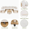 7 Pieces Outdoor Patio Furniture, All-Weather Rattan Sectional Sofa Set with table