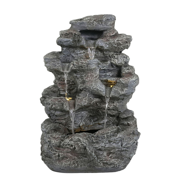 Concrete Rock Waterfall Fountain with LED Lights