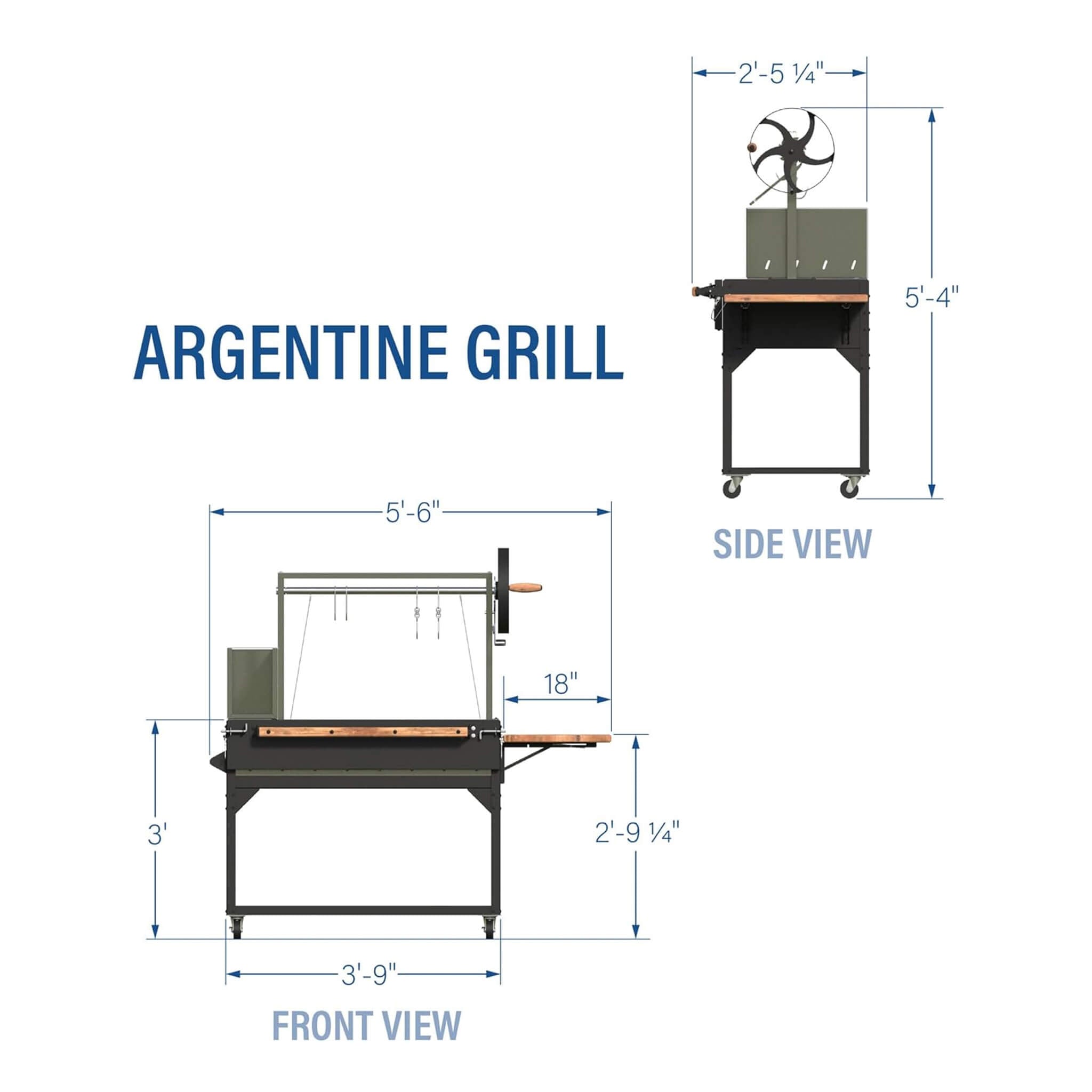 5 X 2 FT Heavy-Duty Argentine Santa Maria Wood Fire And Charcoal BBQ Grill With Brasero