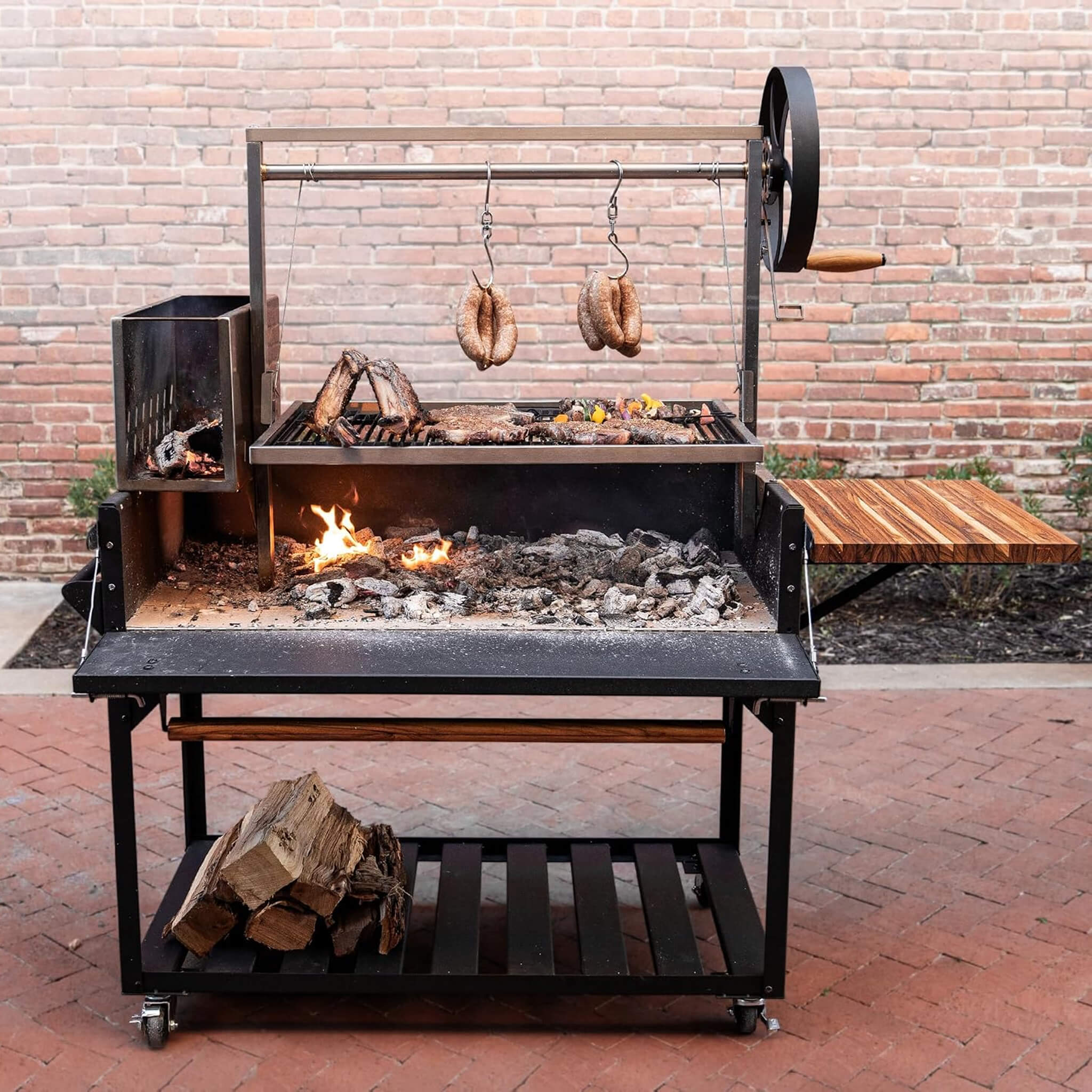 5 X 2 FT Heavy-Duty Argentine Santa Maria Wood Fire And Charcoal BBQ Grill With Brasero