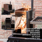 5 X 2 FT Heavy-Duty Argentine Santa Maria Wood Fire And Charcoal BBQ Grill With Brasero