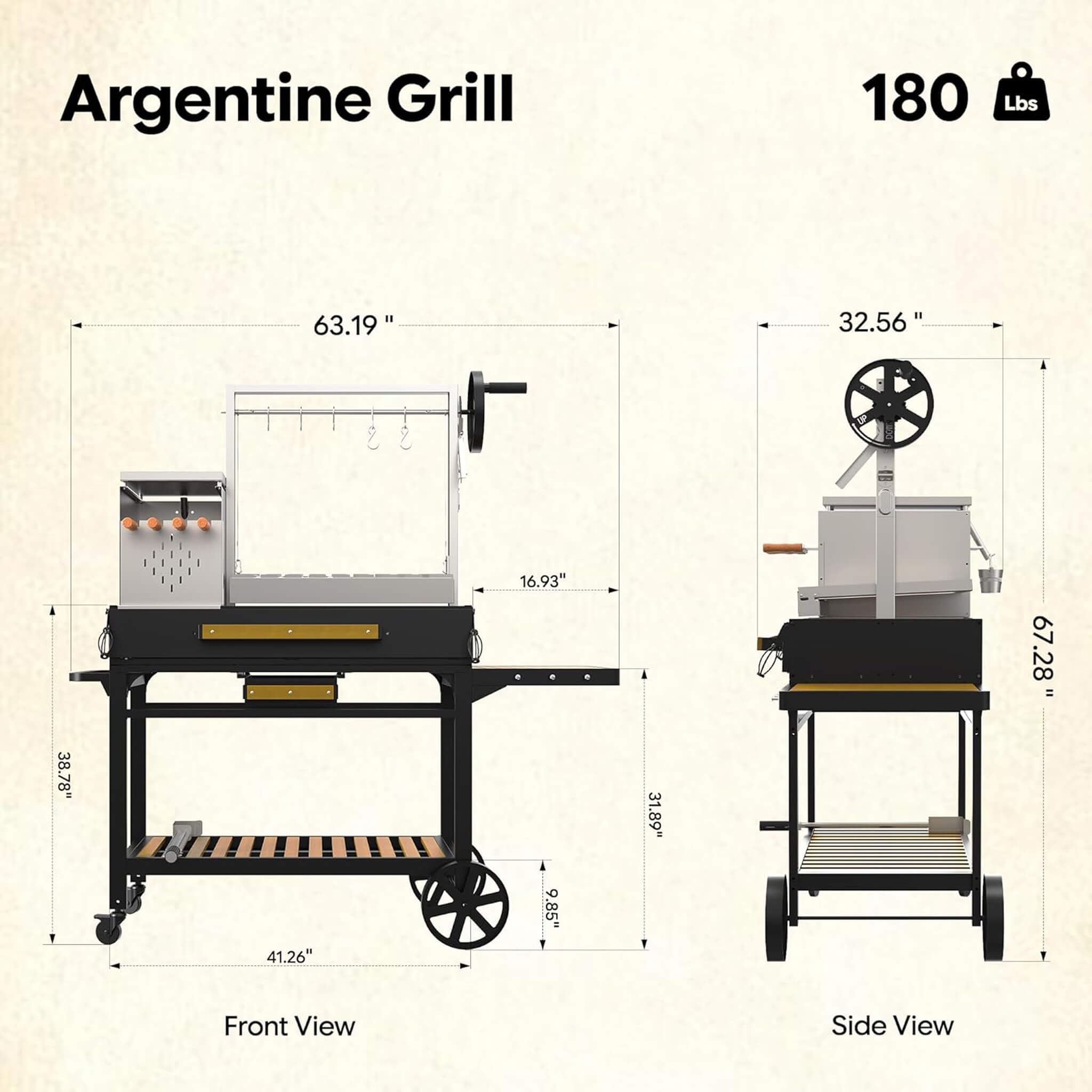 5 X 3 FT Heavy-Duty Argentine Santa Maria All-In-One BBQ Grill With Brasero