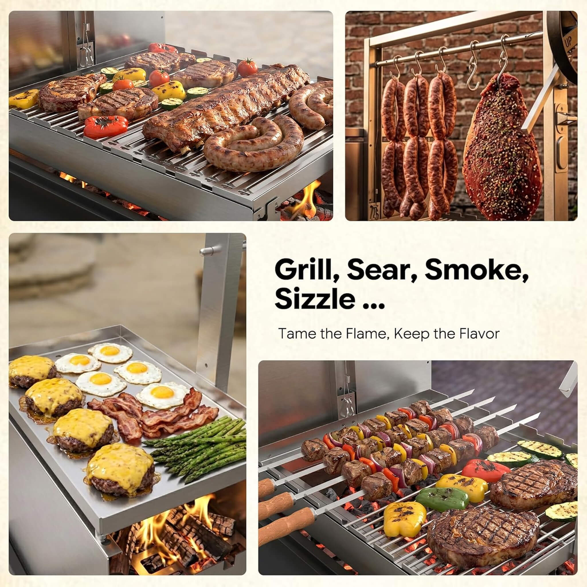 5 X 3 FT Heavy-Duty Argentine Santa Maria All-In-One BBQ Grill With Brasero
