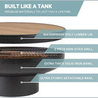 32 Inch round Fire Pit Table with Fire Pit Grill, Extra Thick, Heavy Duty Fire Bowl, Deep Outdoor Firepit, Wood Burning Firepits for outside Patio, Backyard Fire Pits, Large BBQ Pit