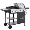 2+2 multifunctional gas barbecue grill and covered grill combination for outdoor cooking