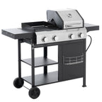 2+2 multifunctional gas barbecue grill and covered grill combination for outdoor cooking