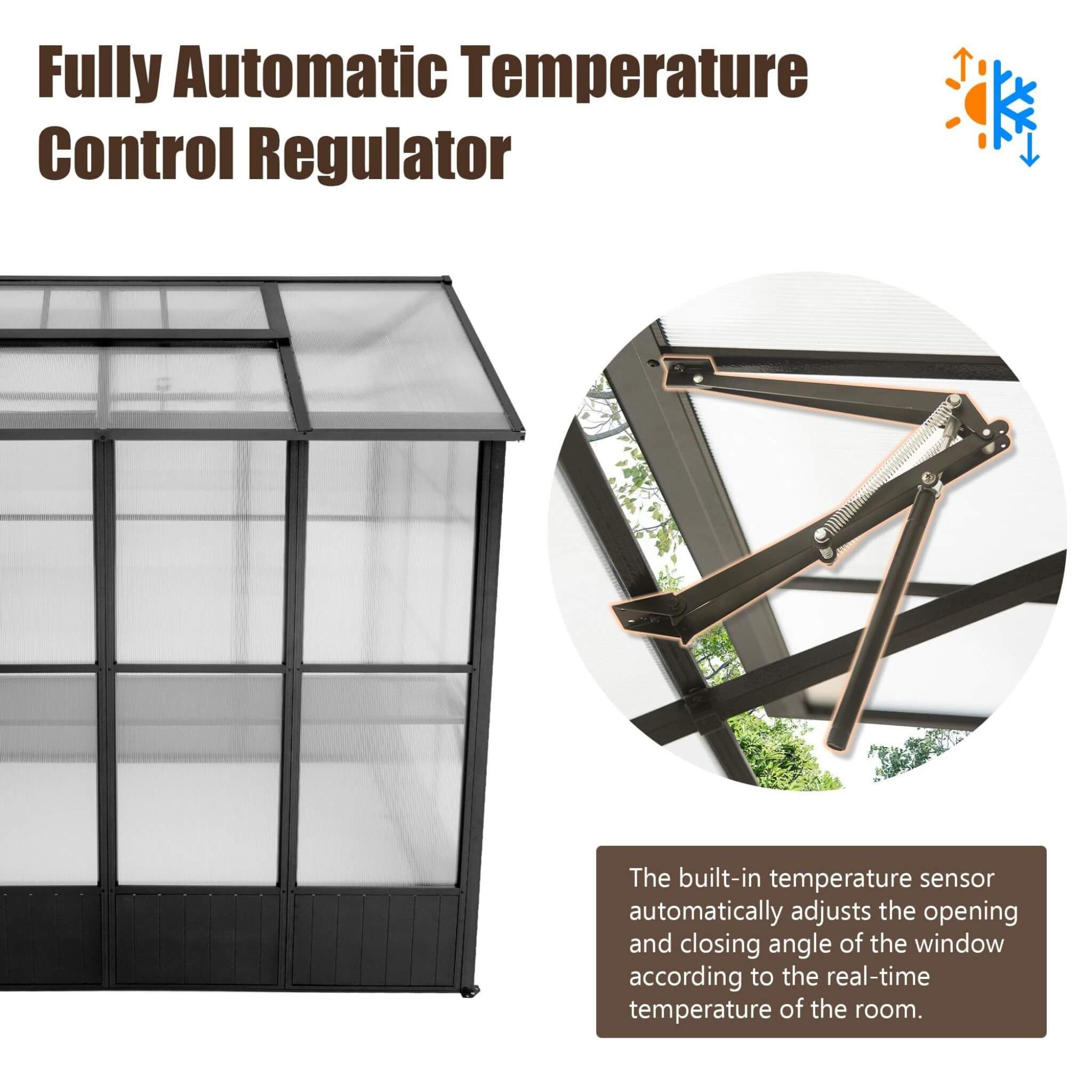 06 X 08 FT Heavy-Duty Outdoor Polycarbonate Greenhouse With Fully Automatic Temperature Control Vent