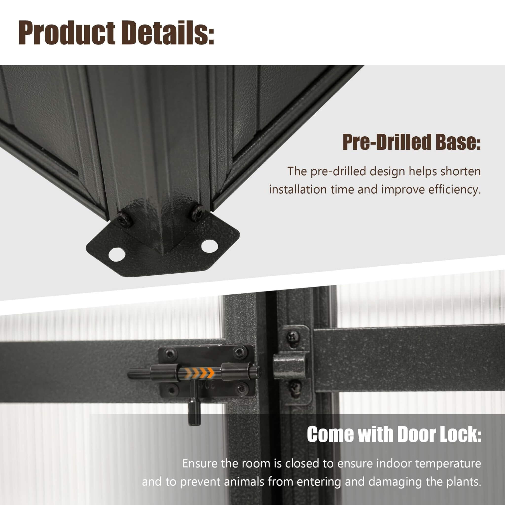 06 X 08 FT Heavy-Duty Outdoor Polycarbonate Greenhouse With Fully Automatic Temperature Control Vent
