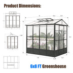 06 X 08 FT Heavy-Duty Outdoor Polycarbonate Greenhouse With Fully Automatic Temperature Control Vent