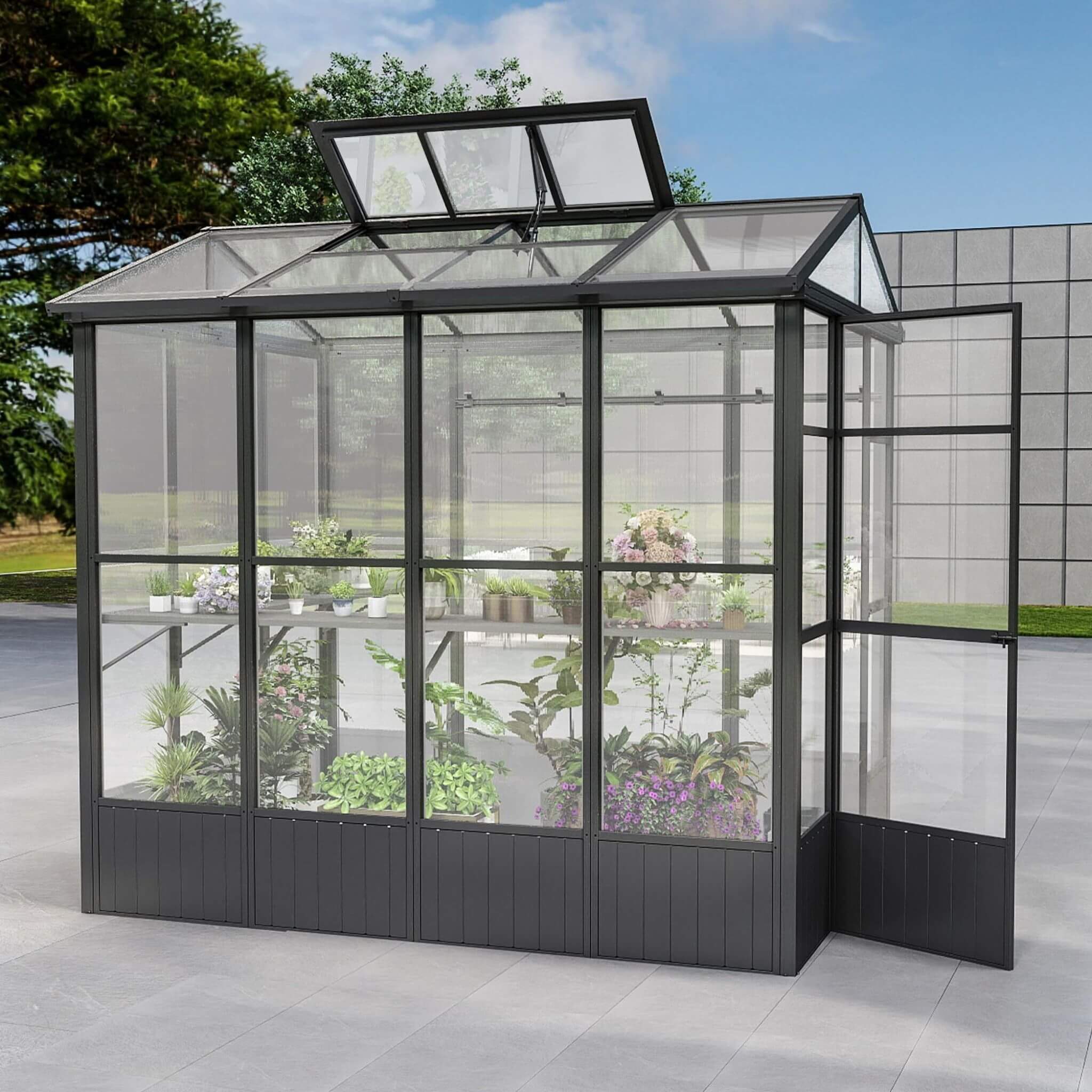 06 X 08 FT Heavy-Duty Outdoor Polycarbonate Greenhouse With Fully Automatic Temperature Control Vent