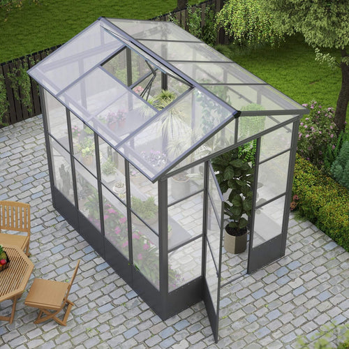 06 X 08 FT Heavy-Duty Outdoor Polycarbonate Greenhouse With Fully Automatic Temperature Control Vent
