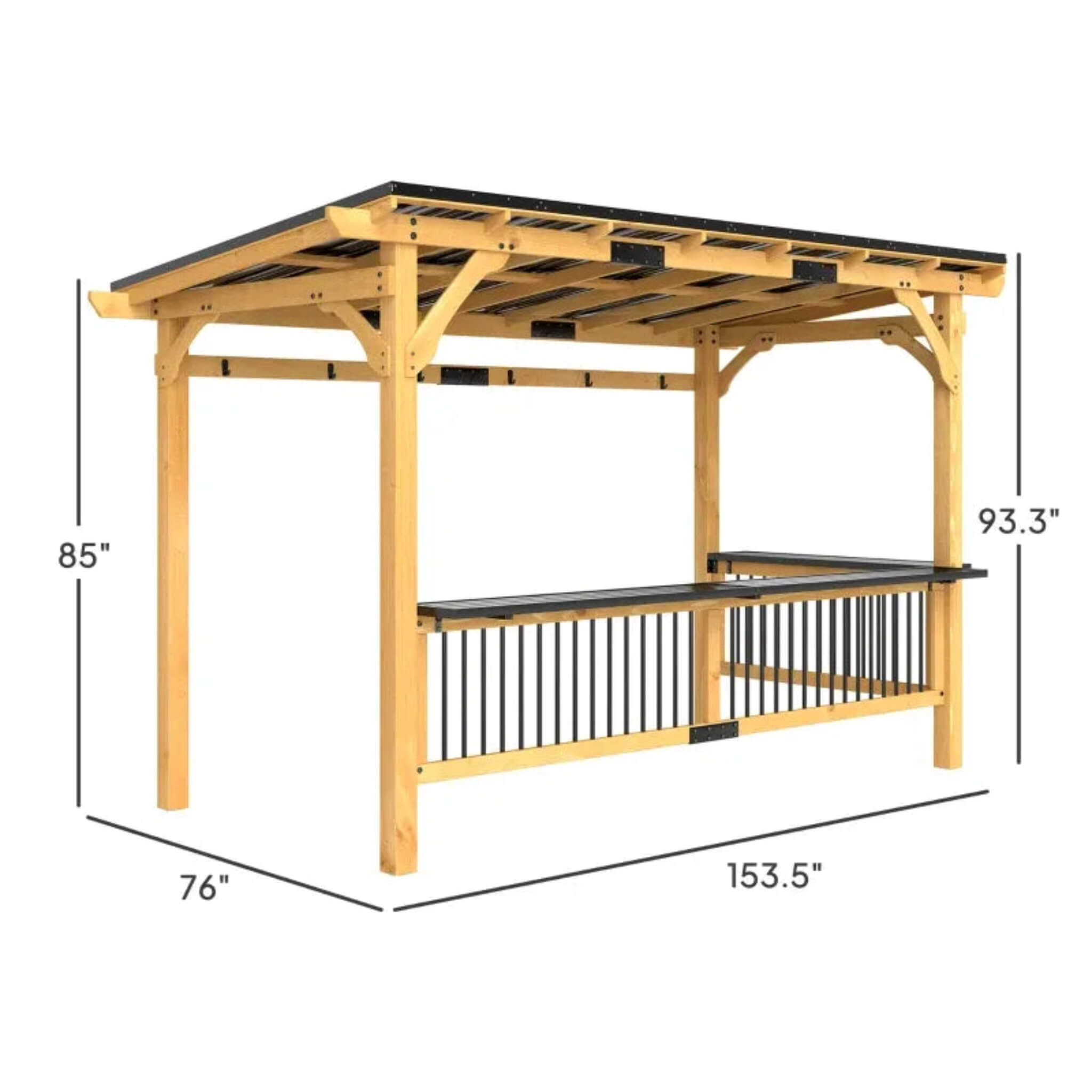 6 X 13 FT  Premium Outdoor Hardtop Wooden BBQ Grill Gazebo