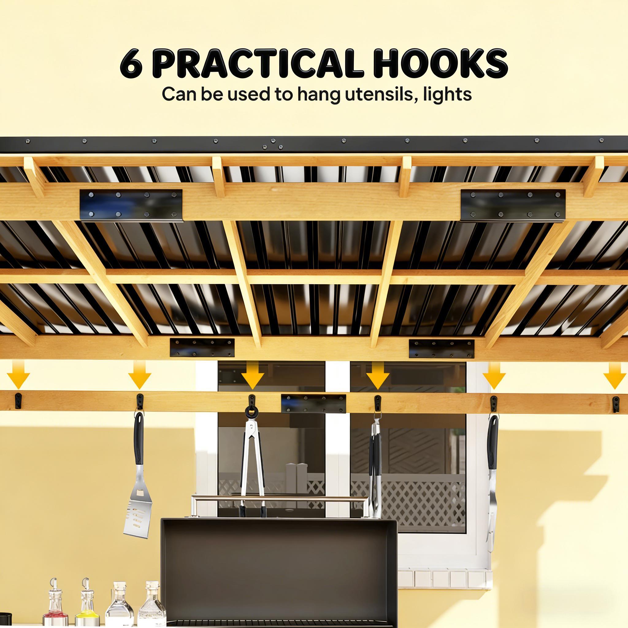 6 X 13 FT  Premium Outdoor Hardtop Wooden BBQ Grill Gazebo