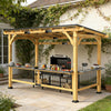 6 X 13 FT  Premium Outdoor Hardtop Wooden BBQ Grill Gazebo