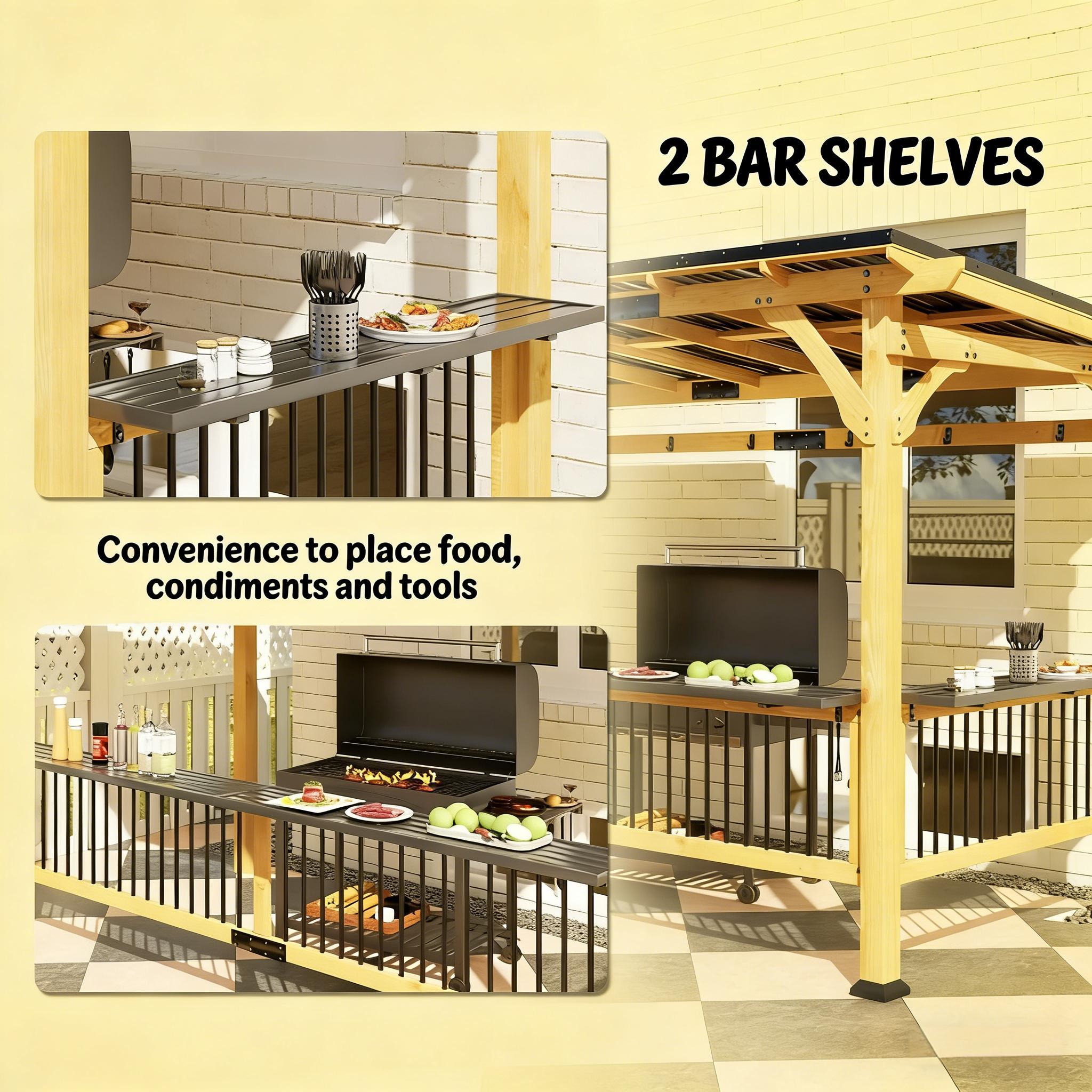 6 X 13 FT  Premium Outdoor Hardtop Wooden BBQ Grill Gazebo