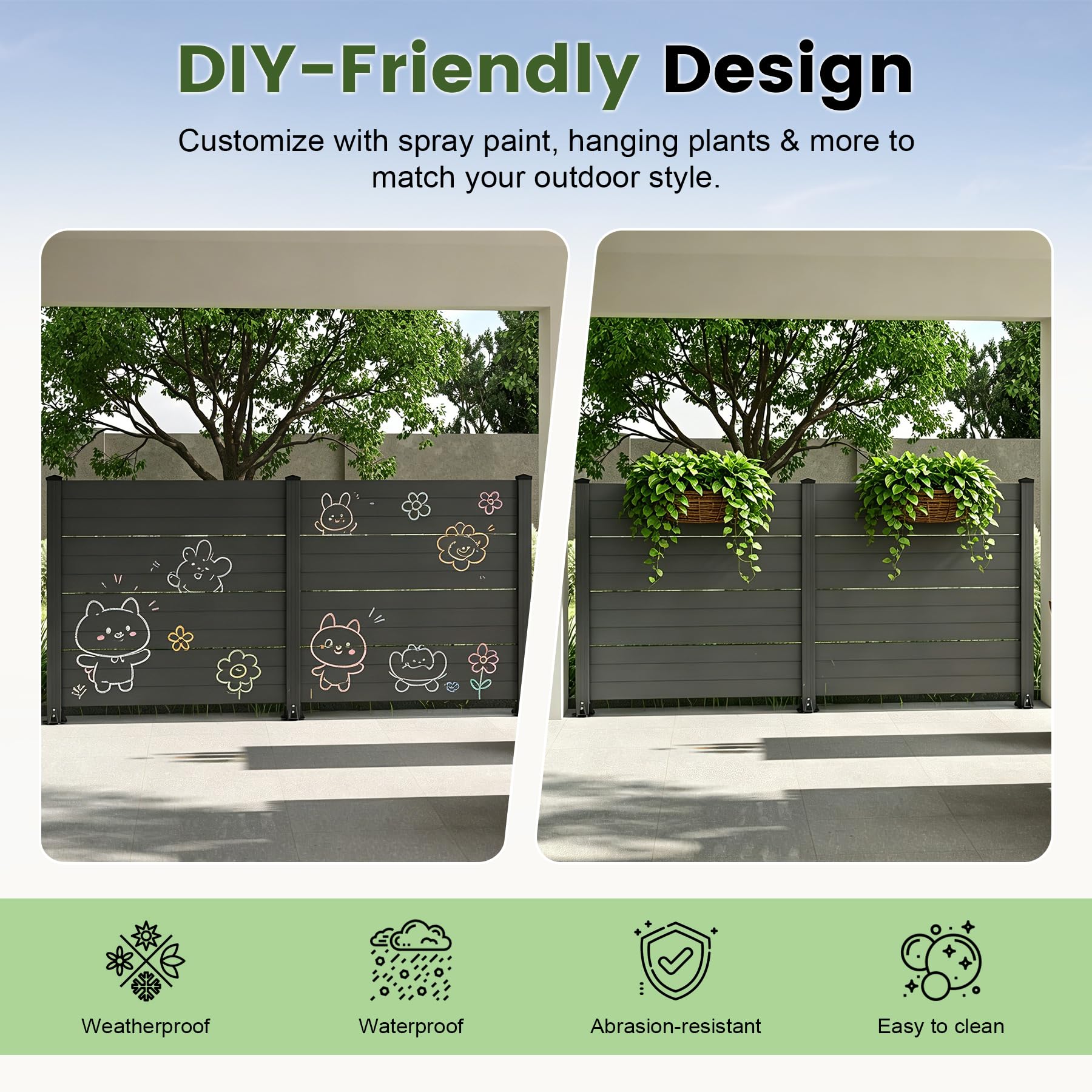 50" W x 49" H Outdoor Privacy Screen, Air Conditioner Fence