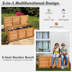 46 Gallon Acacia Wood Storage Bench Box for Patio, Garden, Balcony or Deck