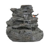 4-Tier Concrete Rock Waterfall Fountain with LED Lights