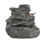 4-Tier Concrete Rock Waterfall Fountain with LED Lights