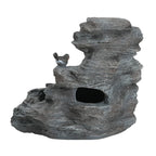 4-Tier Concrete Rock Waterfall Fountain with LED Lights