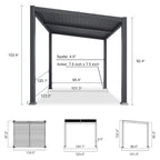 8 X 10 FT Modern Louvered Aluminum Pergola With Sloped Roof