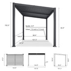8 X 12 FT Modern Louvered Aluminum Pergola With Sloped Roof