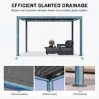 8 X 12 FT Modern Louvered Aluminum Pergola With Sloped Roof