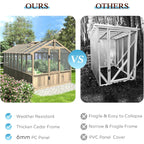8 X 16FT Large Heavy-Duty Outdoor Wooden Greenhouse with 6MM Polycarbonate Panels