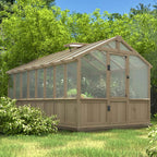 8 X 16FT Large Heavy-Duty Outdoor Wooden Greenhouse with 6MM Polycarbonate Panels