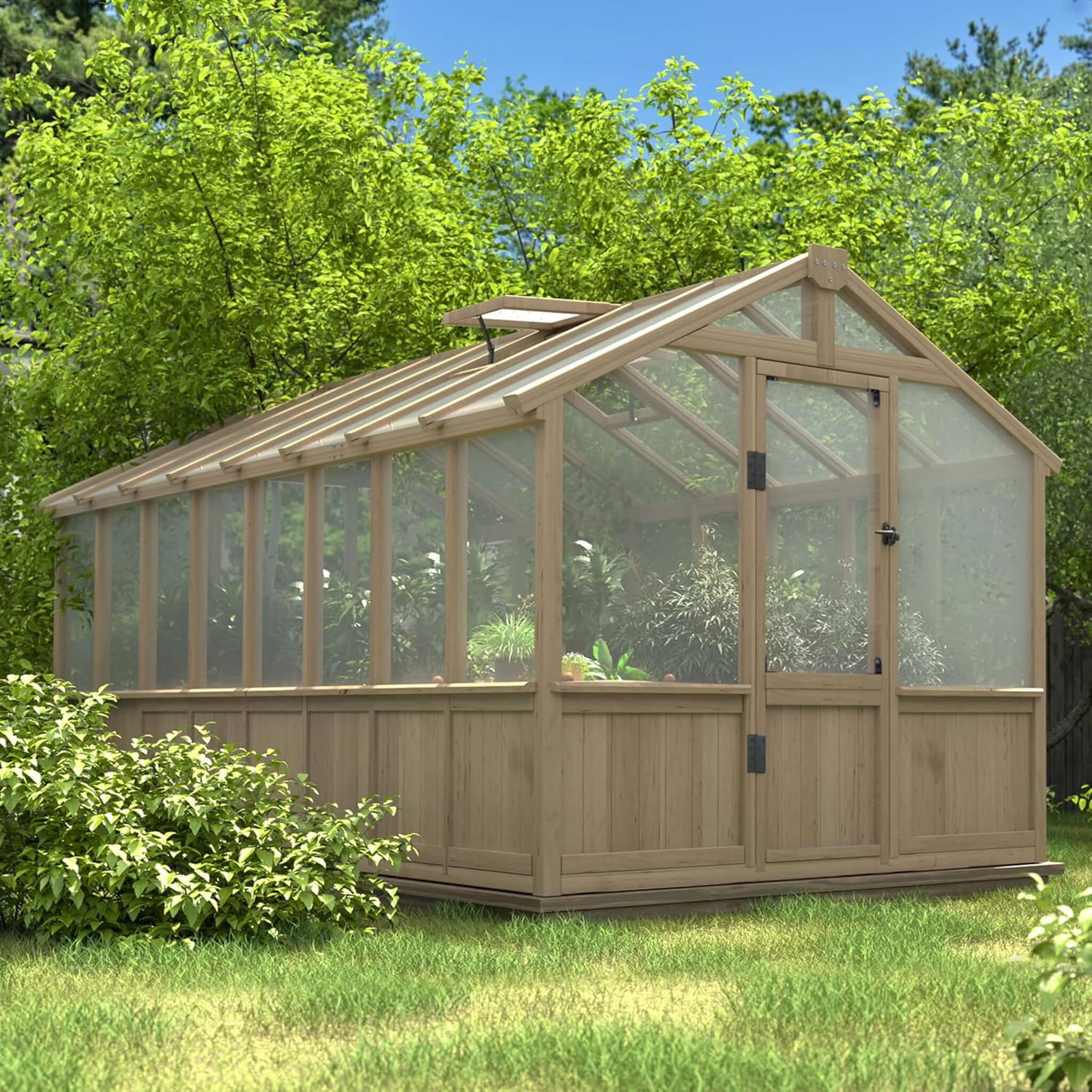 8 X 16FT Large Heavy-Duty Outdoor Wooden Greenhouse with 6MM Polycarbonate Panels