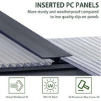 [08X16FT] Premium Outdoor Walk-In Polycarbonate Greenhouse With Roof Vents & Sliding Doors, 4MM (SAK72649)