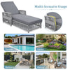 Outdoor Long Reclining Chaise with Armrests and Cushions