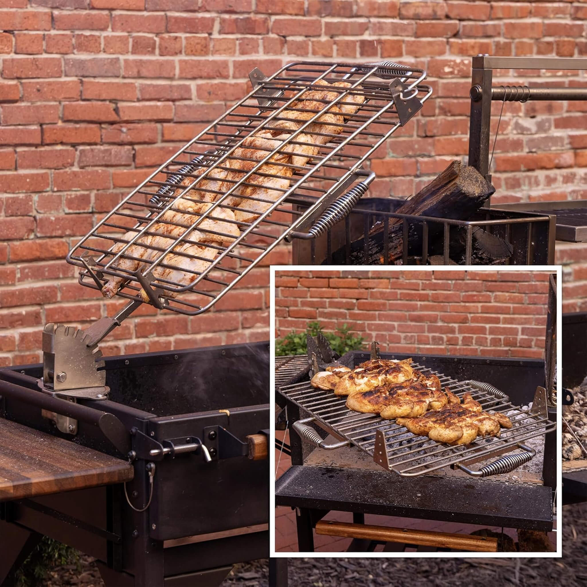 9 X 2 FT Extra-Large Argentine Santa Maria Wood Fire And Charcoal BBQ Grill With Brasero