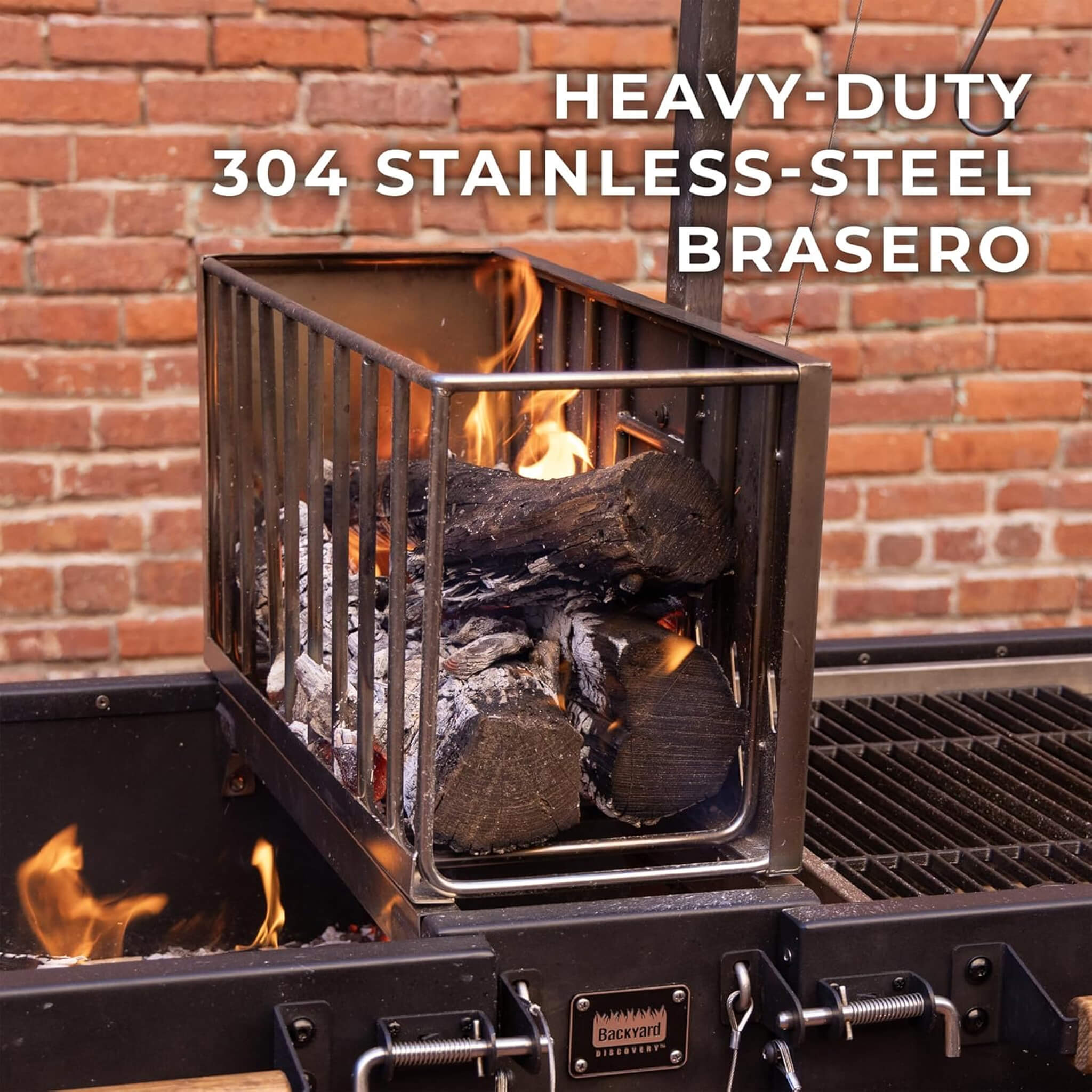 9 X 2 FT Extra-Large Argentine Santa Maria Wood Fire And Charcoal BBQ Grill With Brasero