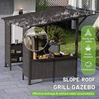 9 X 10 Ft  Premium Outdoor Hardtop Grill Gazebo with Shelves