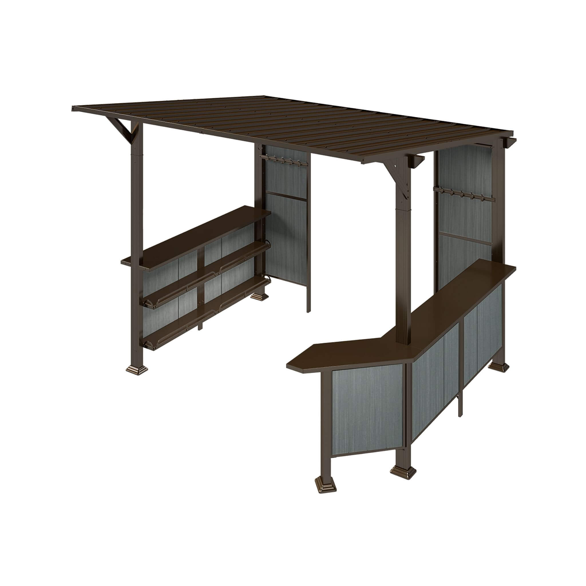 9 X 10 Ft  Premium Outdoor Hardtop Grill Gazebo with Shelves