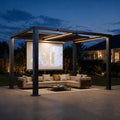 9 X 12 FT  Premium Outdoor Electric Motorized Louvered Pergola With Built-In LED Lights & Fan