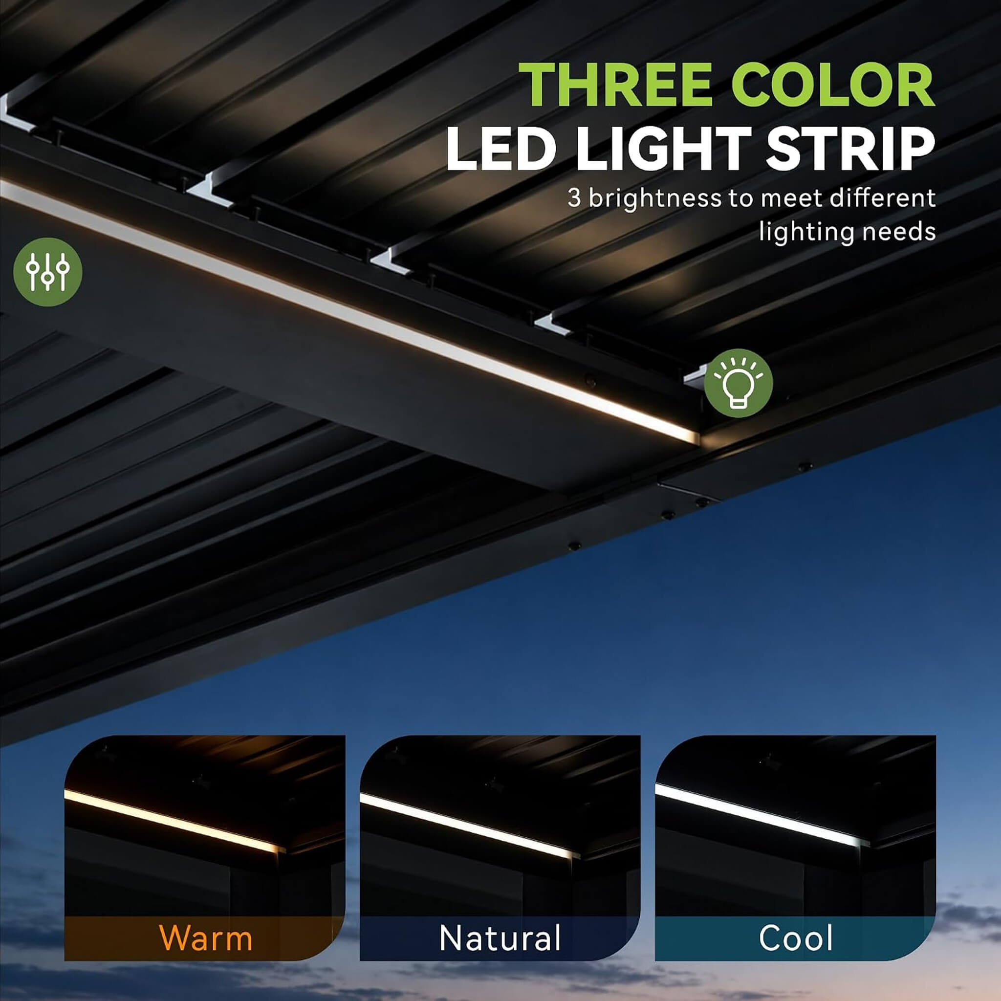 9 X 12 FT  Premium Outdoor Electric Motorized Louvered Pergola With Built-In LED Lights & Fan