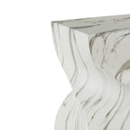 Outdoor End Table, Twisted Square Side Table For Patio And Garden - Faux Marble