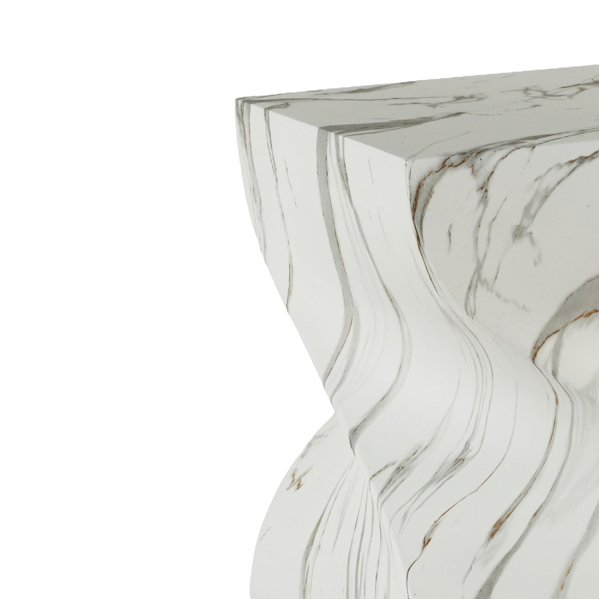 Outdoor End Table, Twisted Square Side Table For Patio And Garden - Faux Marble