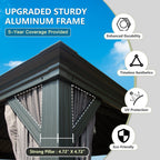 10' x 12' Hardtop Gazebo Outdoor Metal Gazebo with Galvanized Steel Double Roof Canopy, Aluminum Frame, Curtains and