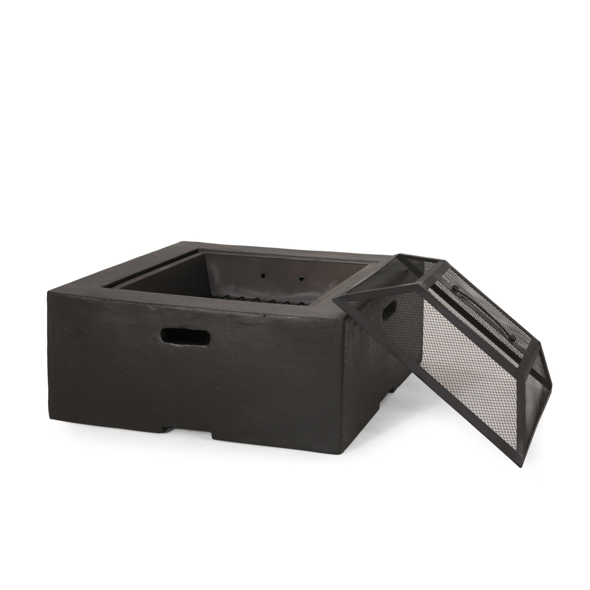 Outdoor Square Wood Burning Fire Pit - Dark Gray
