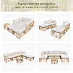 7 Pieces Outdoor Patio Furniture, All-Weather Rattan Sectional Sofa Set with table