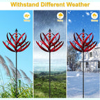 Wind Spinner for Garden and Yard - Large Metal Kinetic Wind Sculptures for Outdoor Decor (91 Inches, Burgundy Lotus)