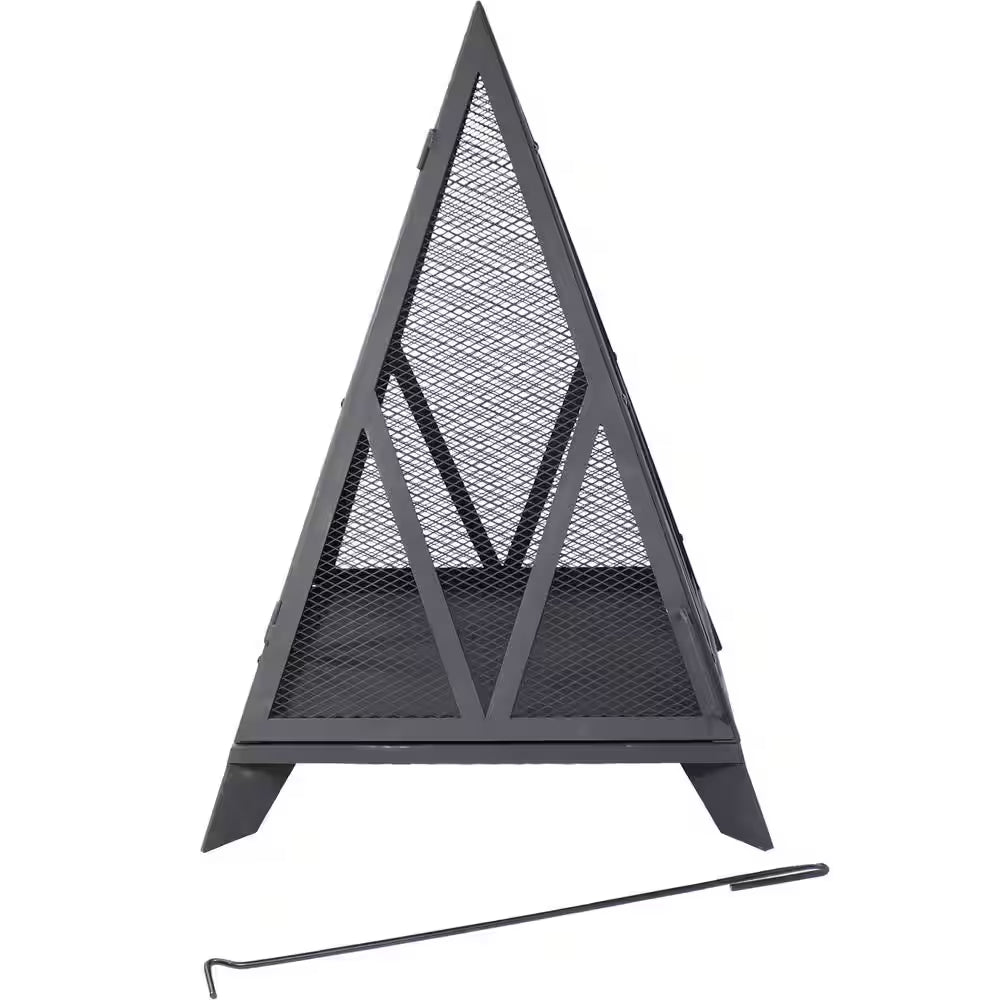 Sunnydaze Majestic Pyramid Steel Mesh Wood Burning Fire Bowl Pit